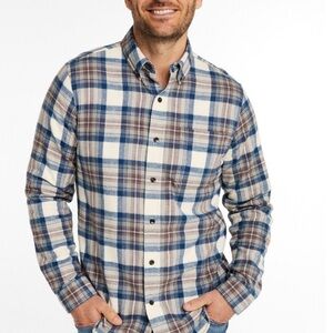 LL Bean Men's Scotch Plaid Flannel Shirt, Slim Fit 100% Cotton Sz M